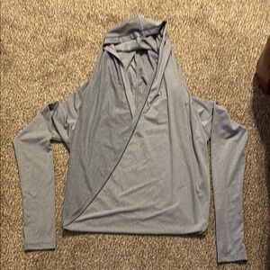 Zyia Blue/Gray Hooded Wrap Top EUC Large